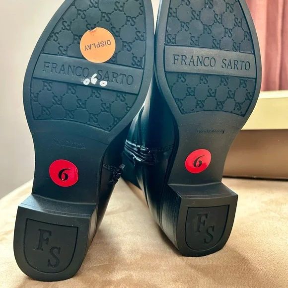 Franco Sarto Women's Black Knee-High Boots with Buckle - Picture 5 of 6